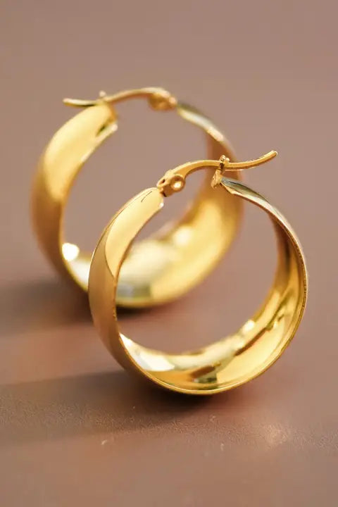 Gold Plated Wide Hoop Earring