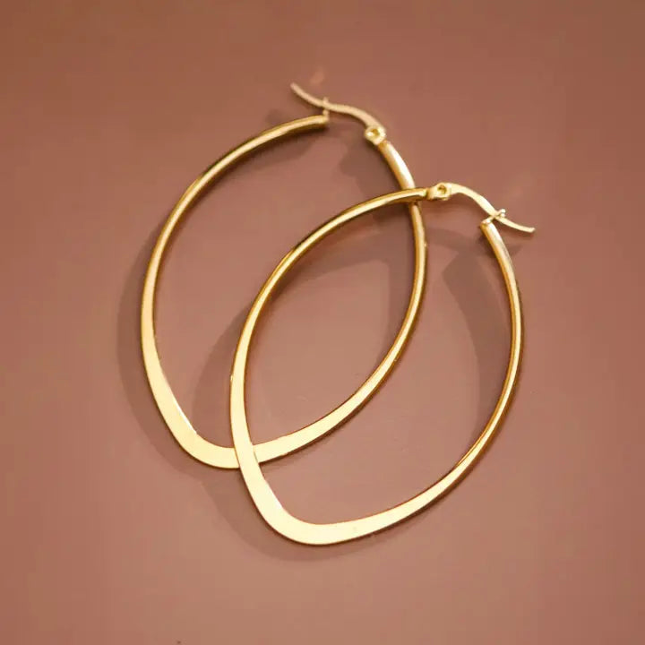 Gold Plated Oval Hoop Earring