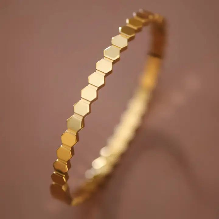 Gold Plated Hexagon Bangle
