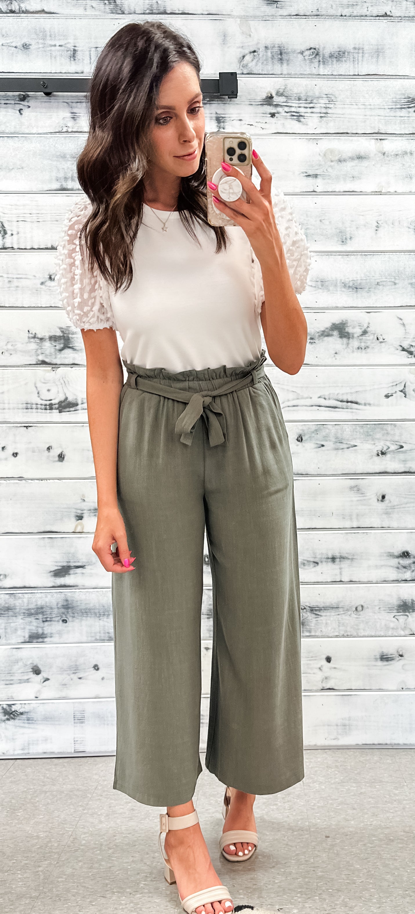 olive paper bag waist pants review - Putting Me Together