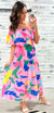 Pink Tropical Vibes Strapless Ruffle Maxi