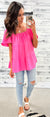 Pink Flutter Tiered Oversized Blouse