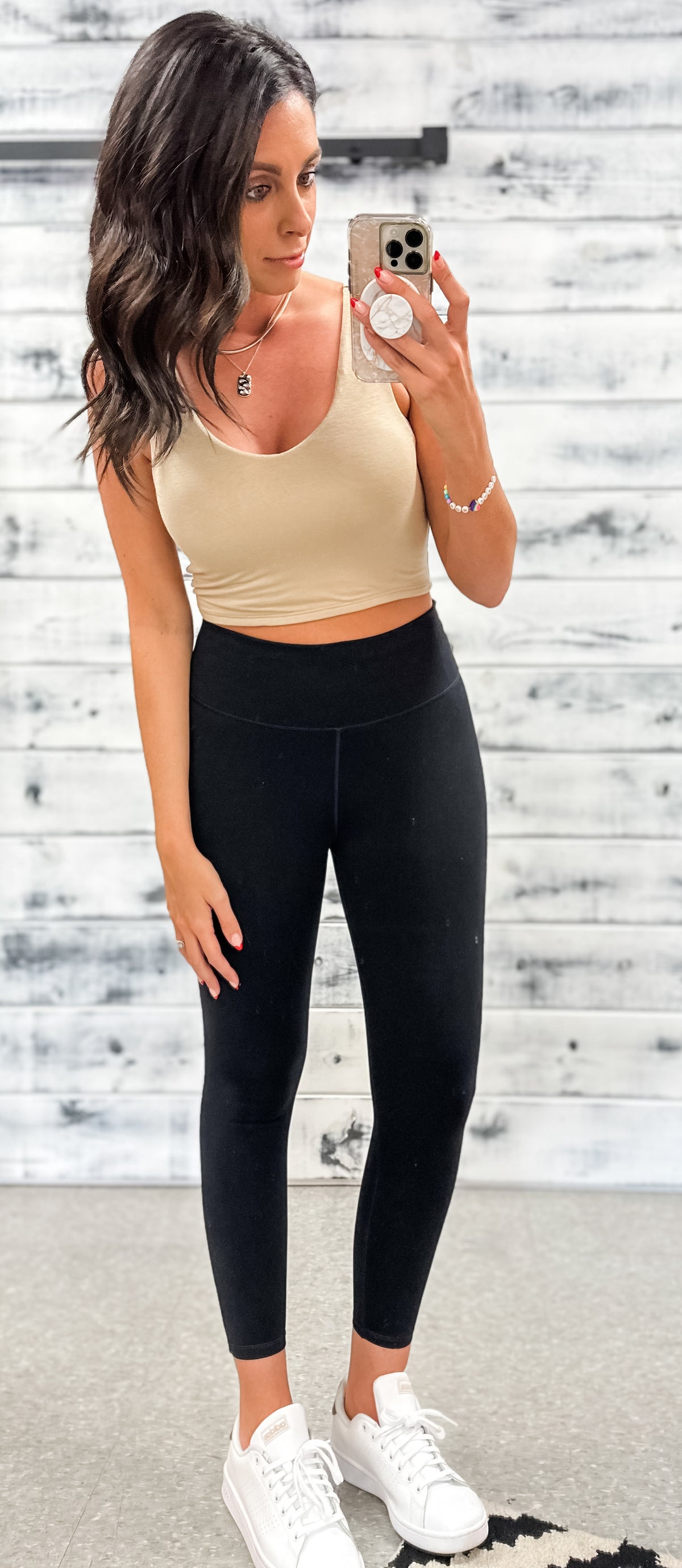 Taupe V-Neck Crop Double Layer Brami