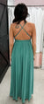 Pistachio Ruched Padded Plunge Maxi