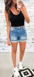 Mica Medium Wash Cuffed Mom Shorts