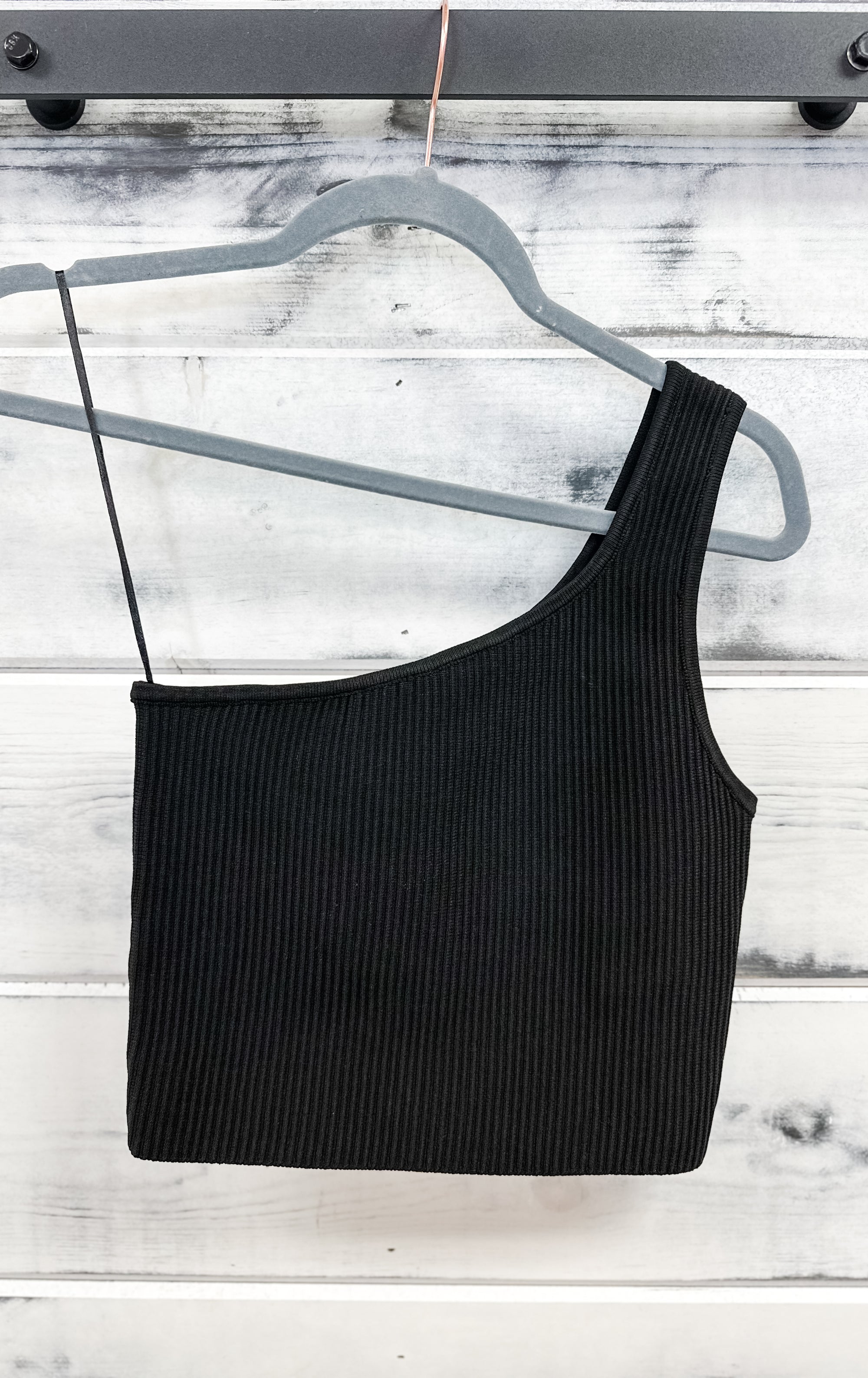 All For One Ribbed Crop Black