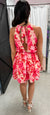 Peach, Pink & Red Floral Racerback Ruffle Dress