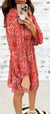 Fuchsia Paisley Shimmer Poofy Sleeve Dress