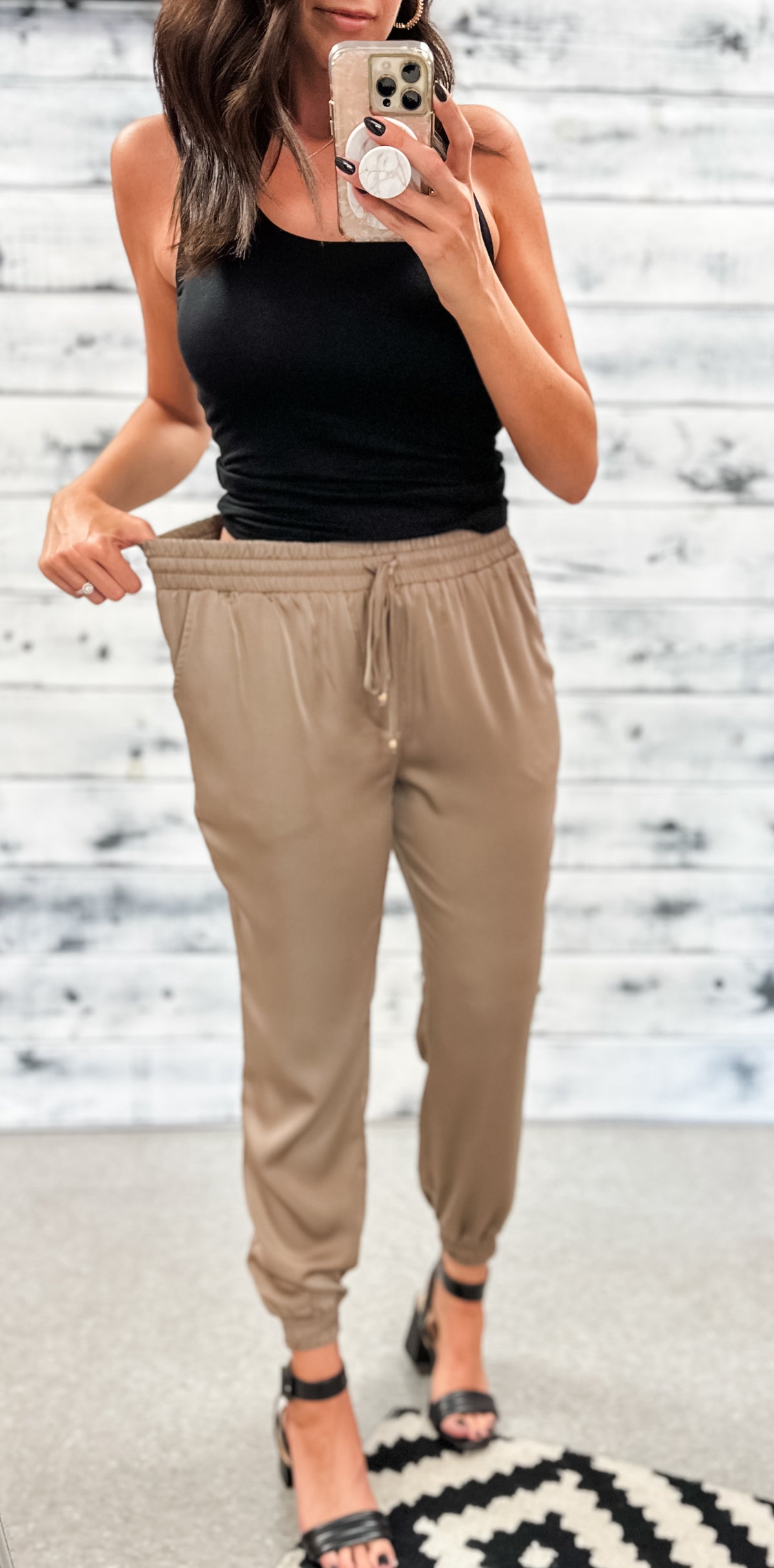 Taupe Satin Jogger