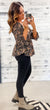 Black Floral V-Cut Peplum Top