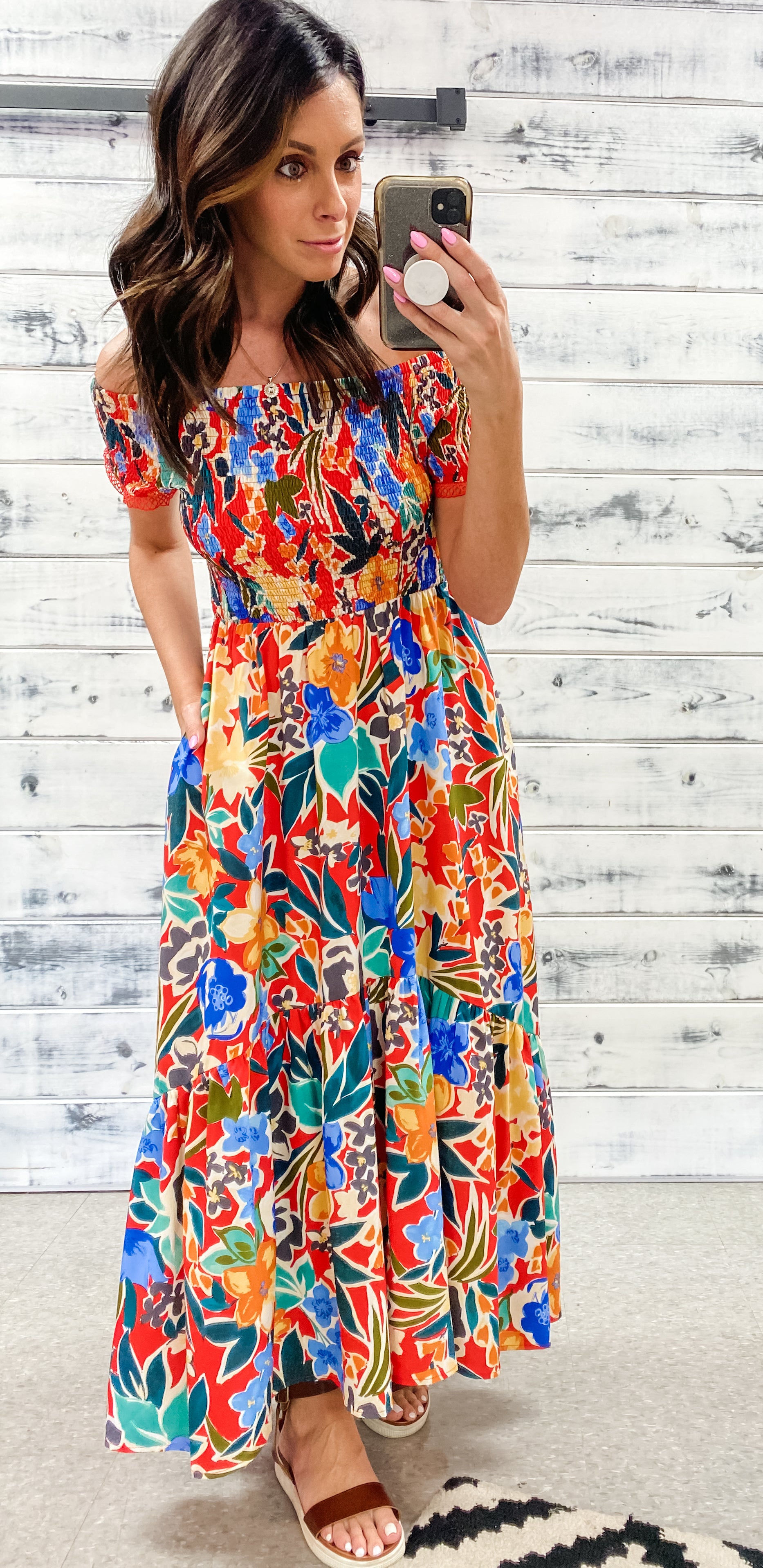 Tropical floral outlet maxi dress