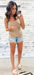 Taupe Ribbed Square Neck Tank