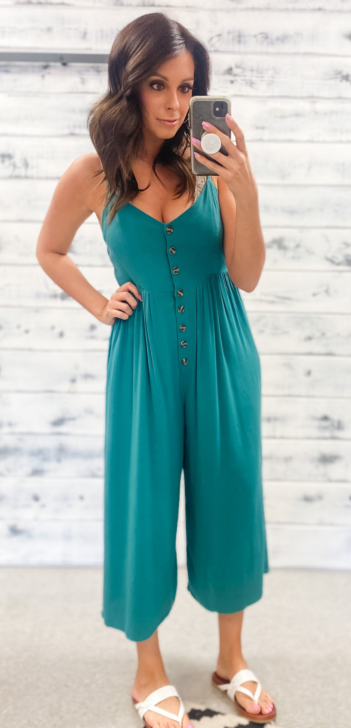 Jade Buttoned Wide Leg Jumpsuit