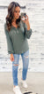 Muted Teal Waffle Knit Button Top