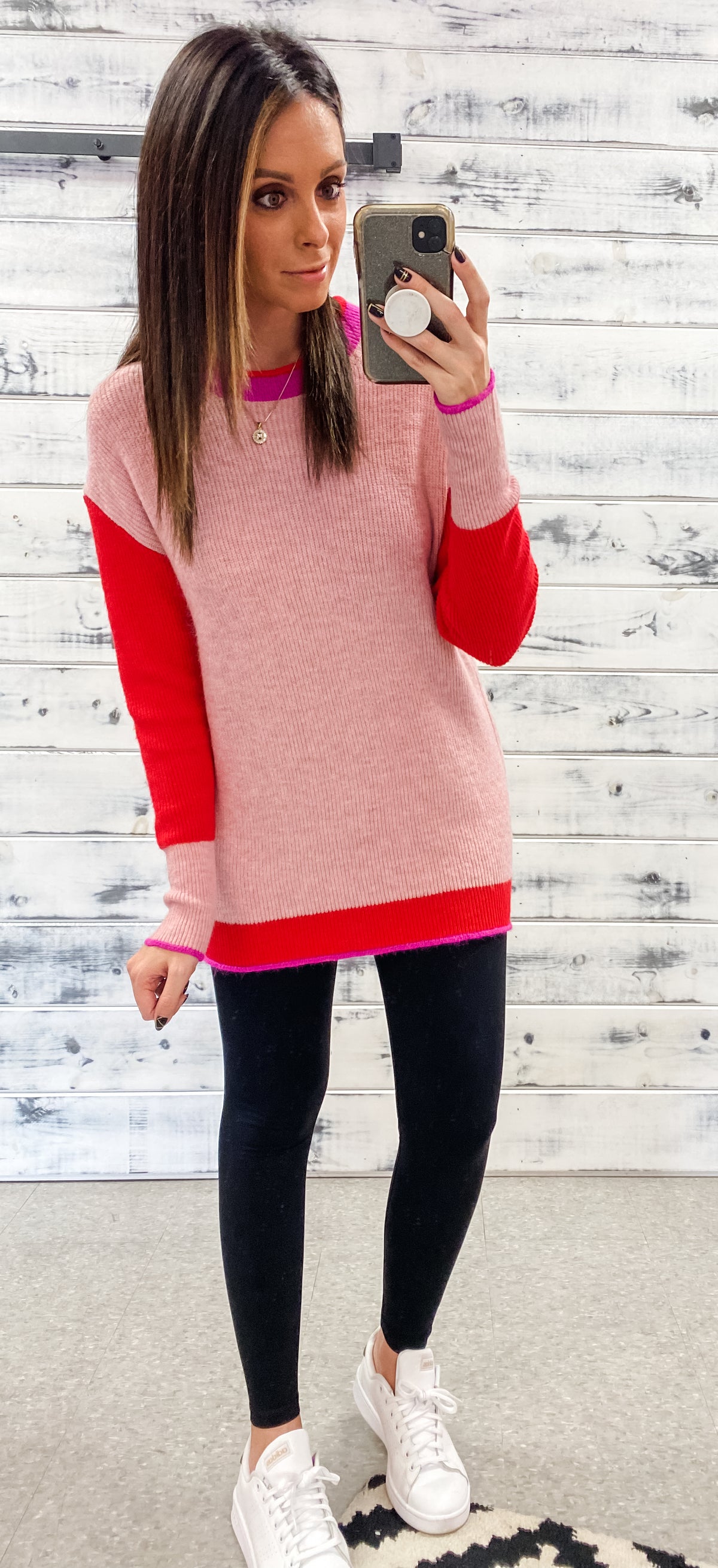 Pink, Red &amp; Orchid Colorblock Sweater