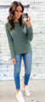 Muted Teal Ribbed Long Sleeve Top
