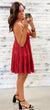 Muted Red Plunge Ruffle Dress