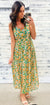 Sky, Orange & Green Floral Ruffle Maxi Dress