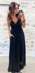 Black Lace Trim Plunge Maxi