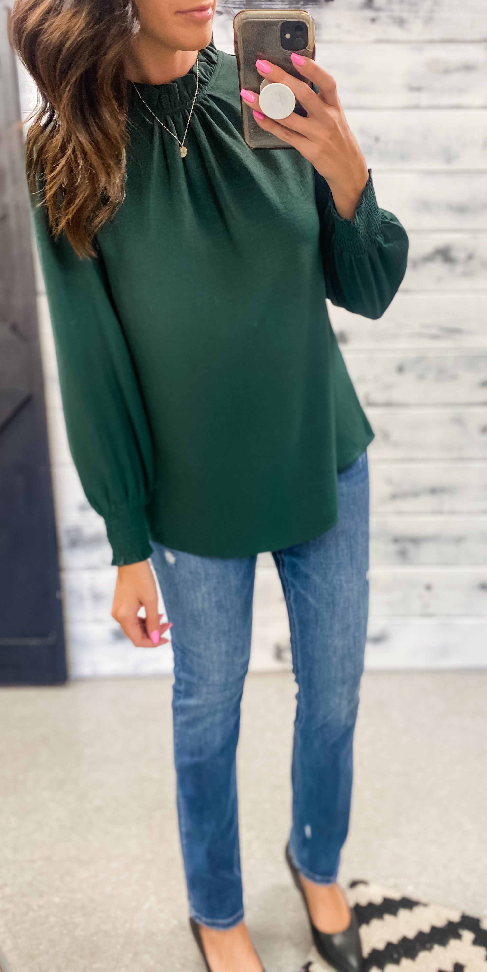 Dark green top outlet outfit