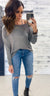 Charcoal Heathered Boat Neck Top