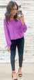 Bright Orchid Textured Poofy Hem Blouse