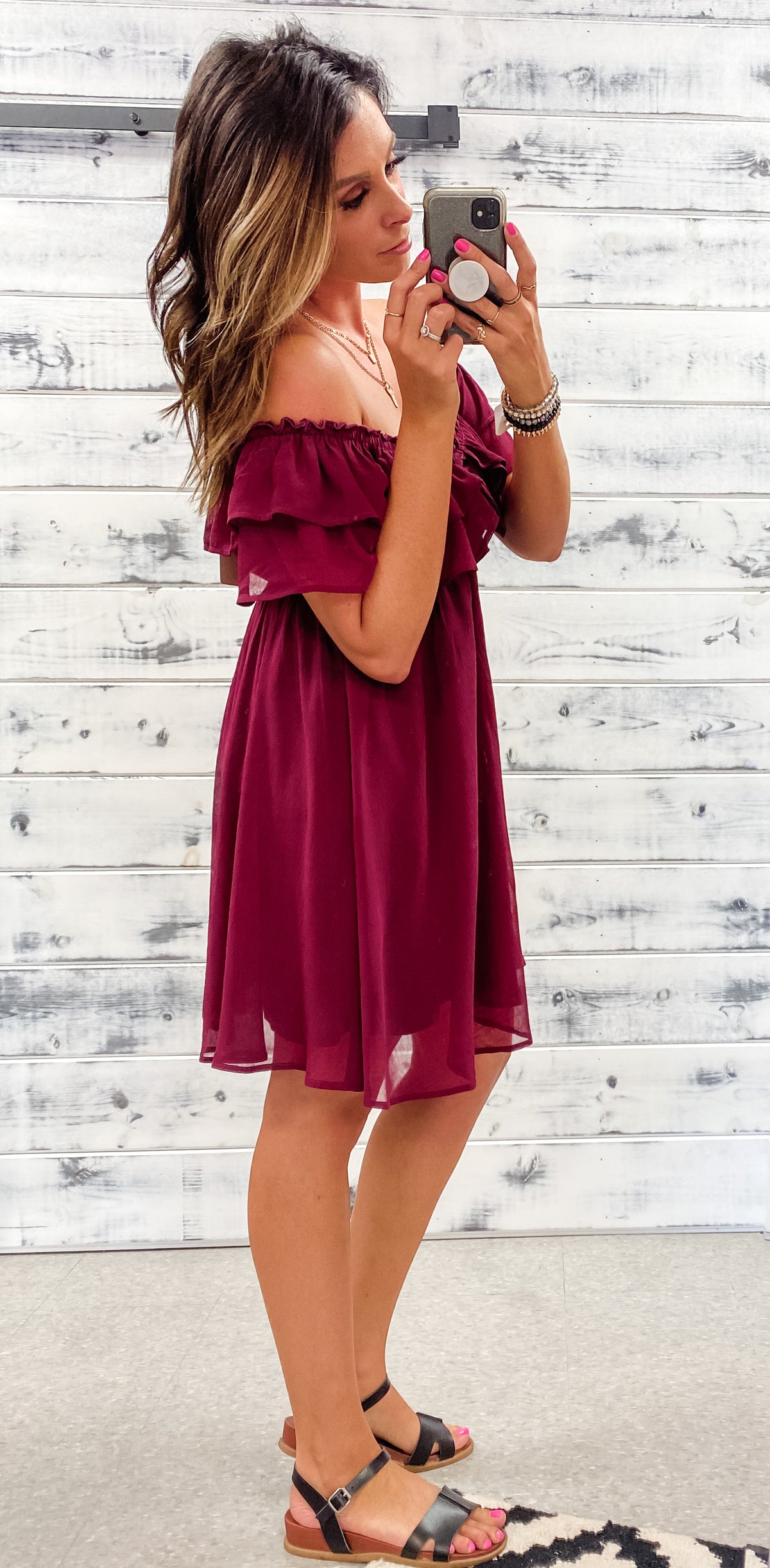 Wine Flutter &amp; Tie Dress