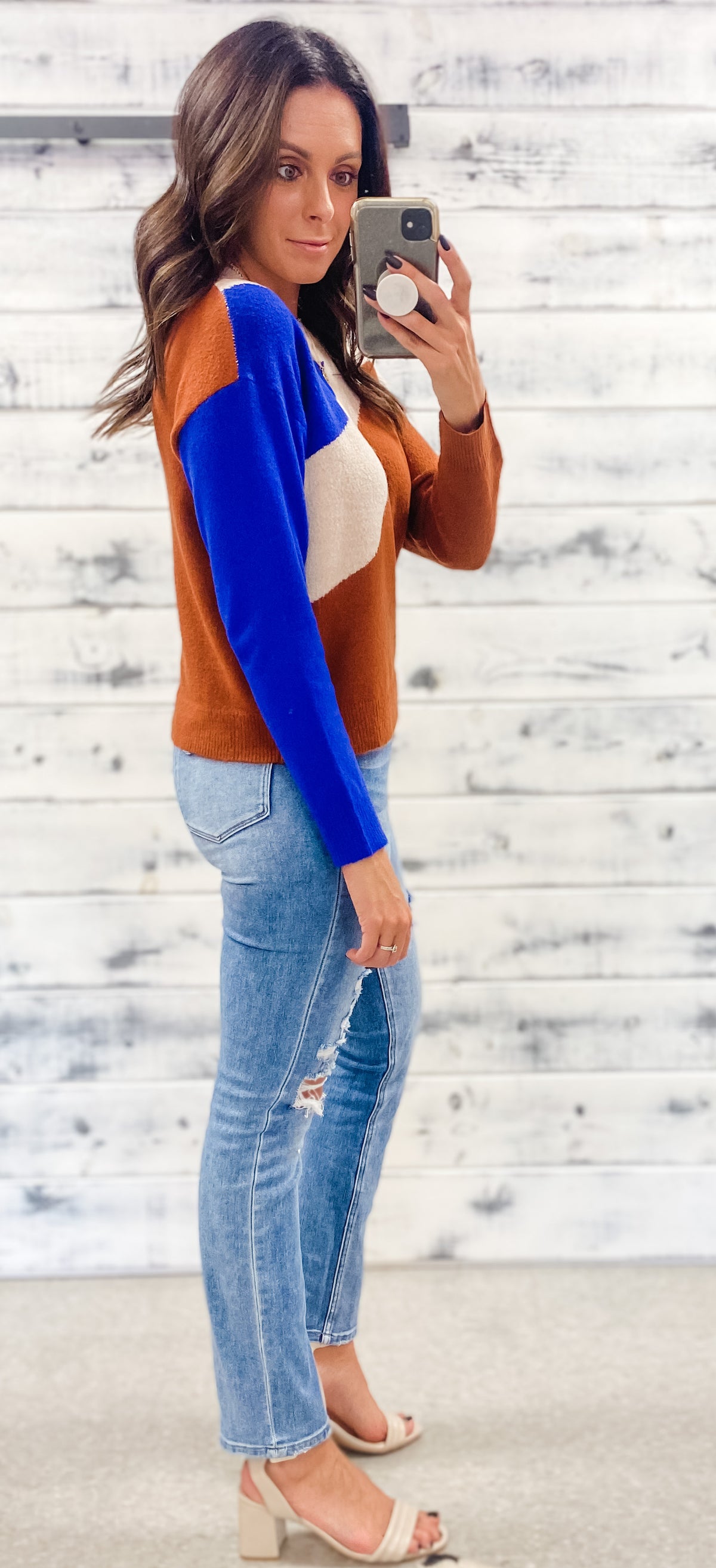 Rust &amp; Royal Wave Sweater