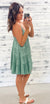 Dark Sage Plunge Ruffle Dress