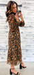 Black & Brick Floral Smocked Ruffle Midi Dress