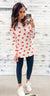 White & Red Hearts Scoop Top