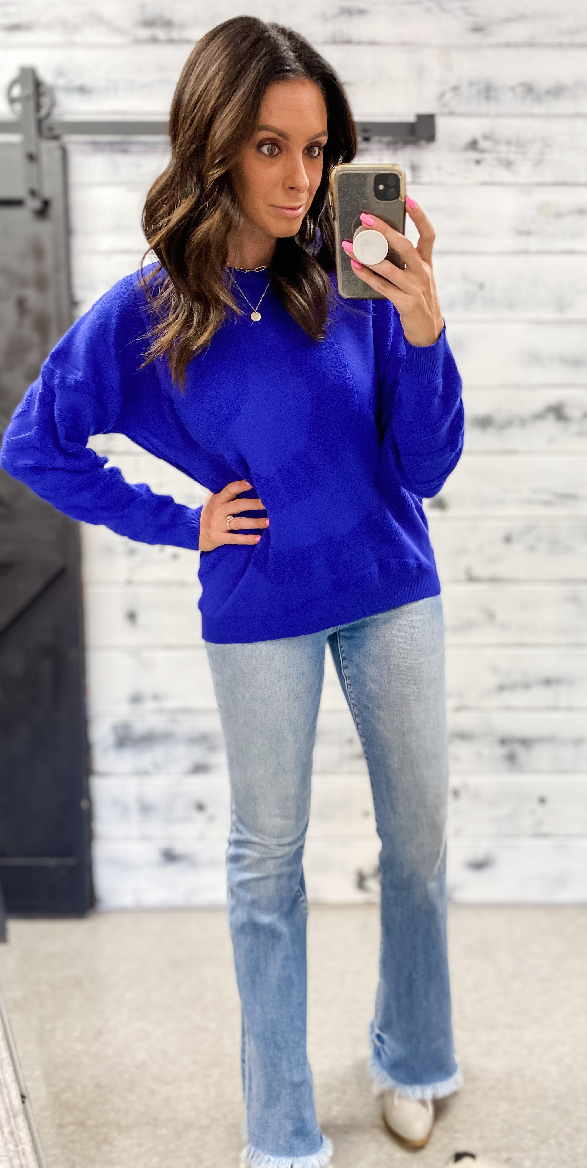 Royal Blue 3D Swirl Sweater Grace and Garment Boutique