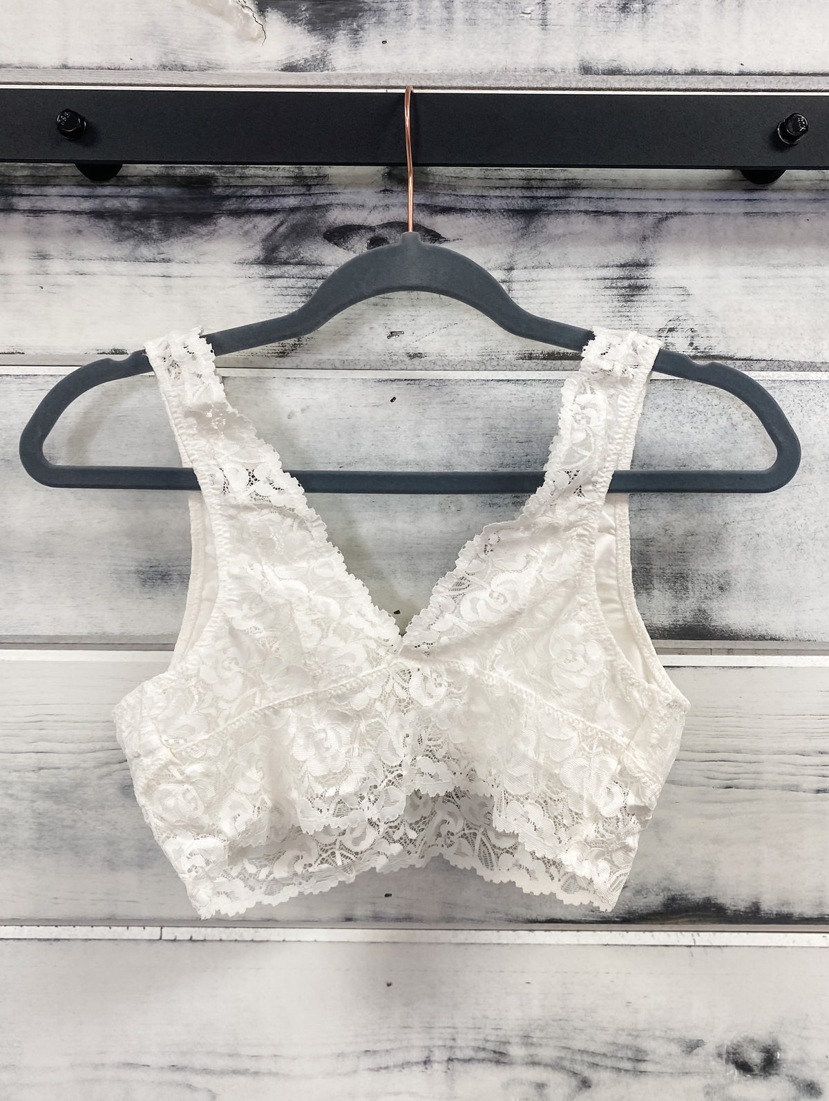 Ivory V-Neck Lace Bralette