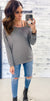 Charcoal Heathered Boat Neck Top