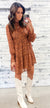 Mocha & Rust Floral Ruffle Dress