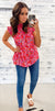 Fuchsia & Red Floral Smocked Blouse