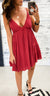 Muted Red Plunge Ruffle Dress
