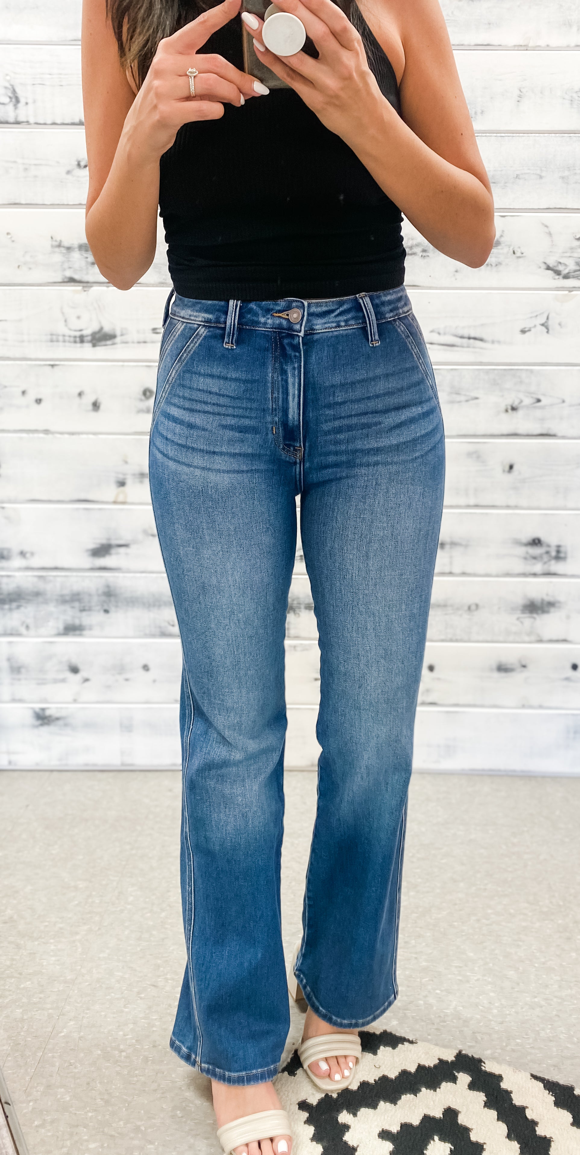 Kancan High Rise Trouser Flare Jean - Grace and Garment Boutique