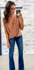 Toffee Wrap V-Neck Blouse