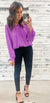 Bright Orchid Textured Poofy Hem Blouse