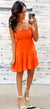 Bright Orange Smocked Spaghetti Strap Mini Dress