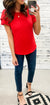 Red Double Ruffle Sleeve Top