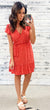 Tomato Red Floral Tie Dress