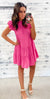 Pink Pleated Ruffle Babydoll Dress