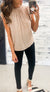 Taupe & White Flutter Top