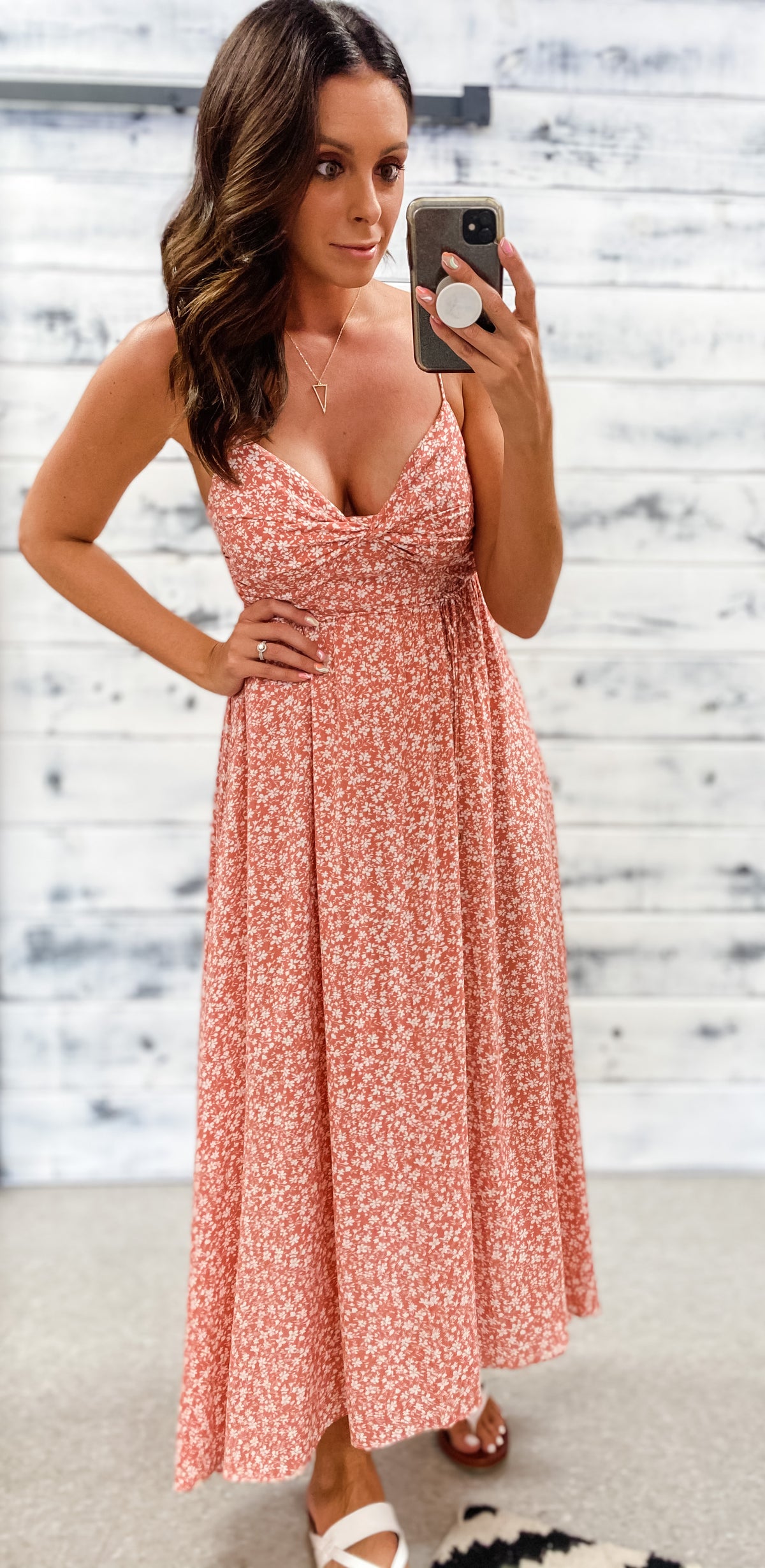 Salmon Floral Knot &amp; Tie Maxi