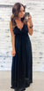 Black Lace Trim Plunge Maxi