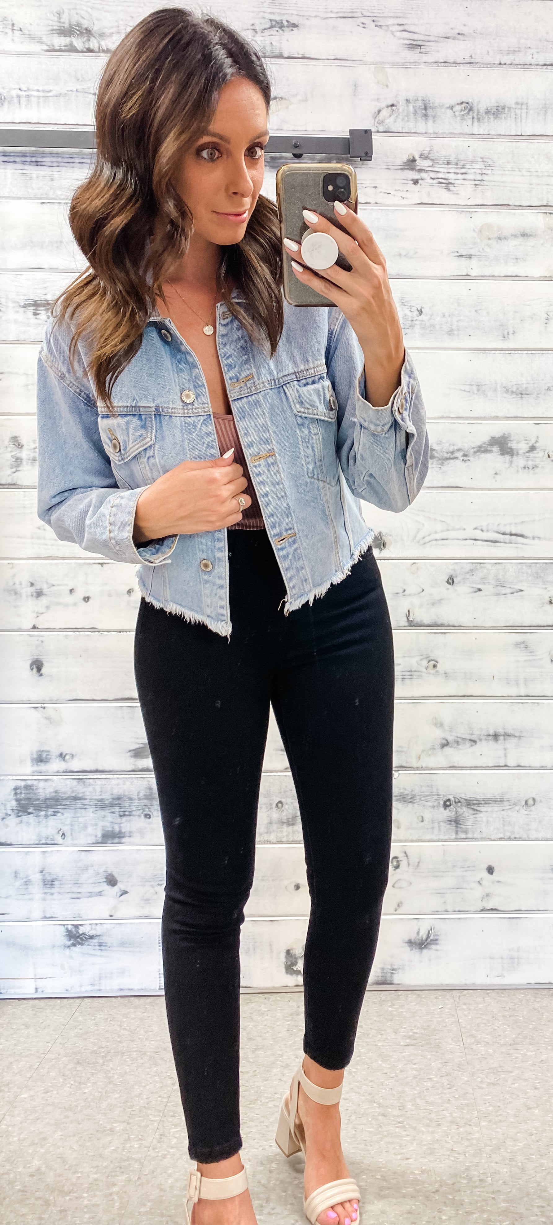 Frayed cropped hotsell denim jacket