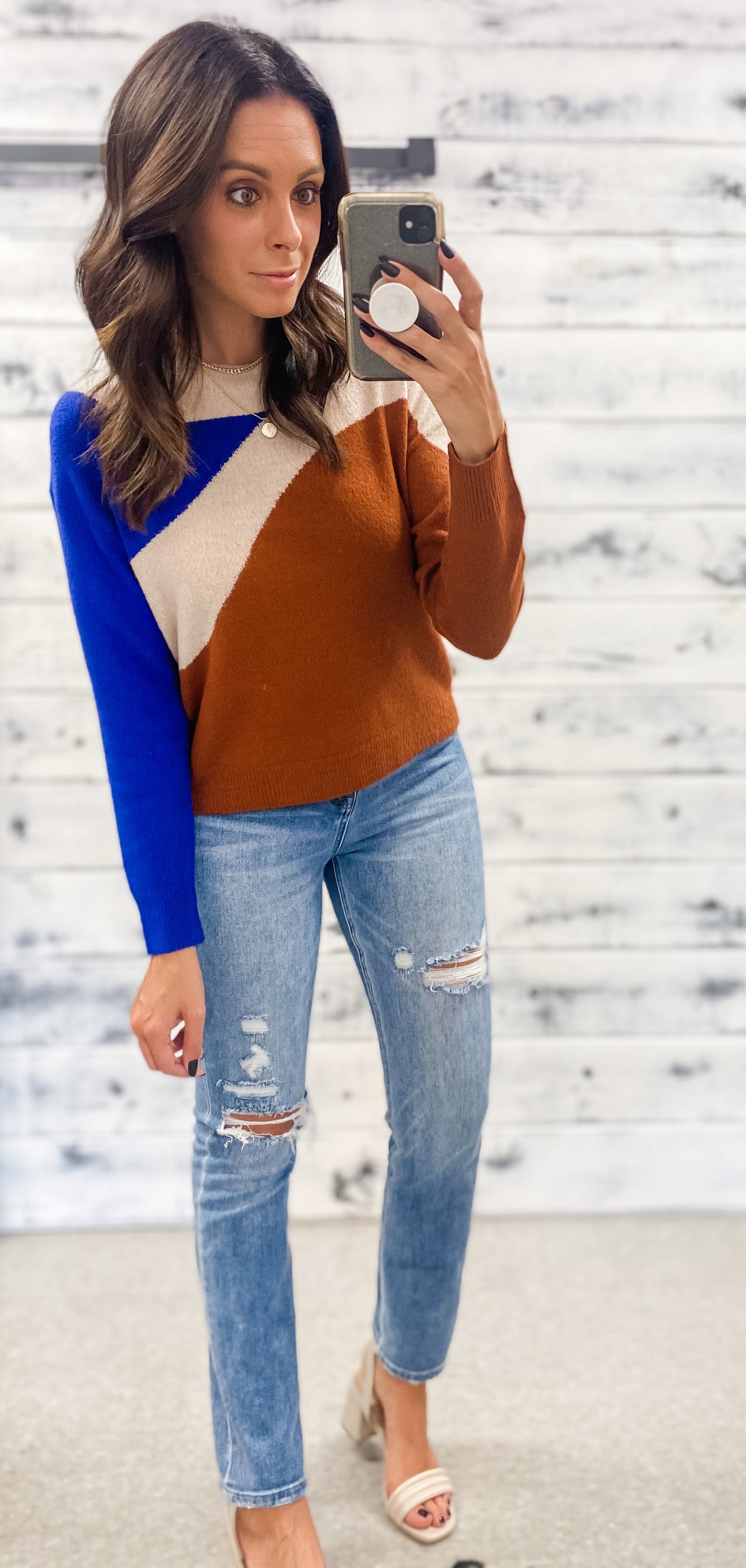 Rust &amp; Royal Wave Sweater