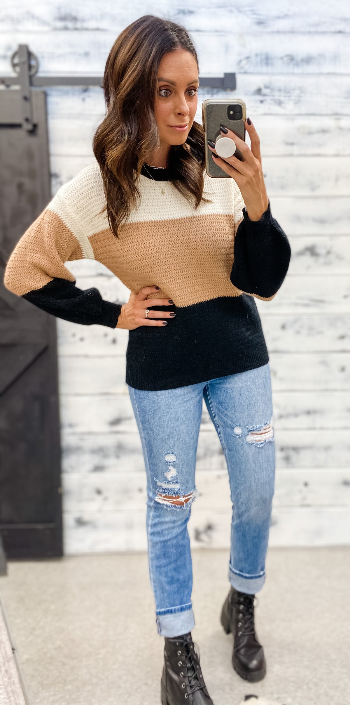 Neutral Vibes Colorblock Sweater